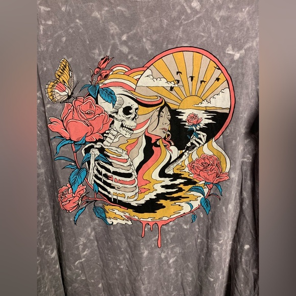 Torrid LoveSick Slashed Back Dress - Cotton Summer‎ Skull Grey Wash - Picture 4 of 12